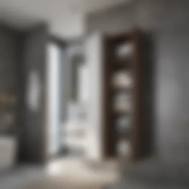 Efficient Vertical Storage Solutions Efficient vertical storage options in a modern bathroom