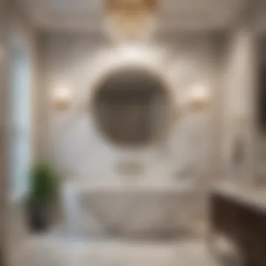 Luxurious Marble Accent Wall Luxurious marble accent wall in contemporary bathroom