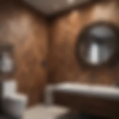 Textured Wood Paneling Textured wood paneling bringing warmth to the bathroom