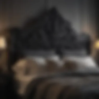 Elegant Black Headboard in Contemporary Bedroom Elegant black headboard with intricate design
