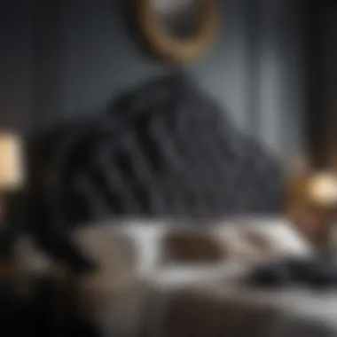 Luxurious Tufted Black Headboard in Sophisticated Room Luxurious tufted black headboard