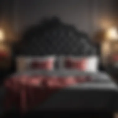 Stylish Black Headboard Complemented by Vibrant Decor Stylish black headboard paired with vibrant decor