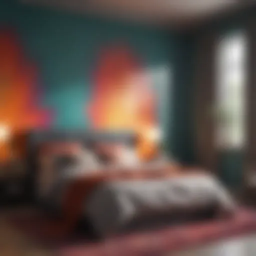 Vibrant wall paint in a master bedroom