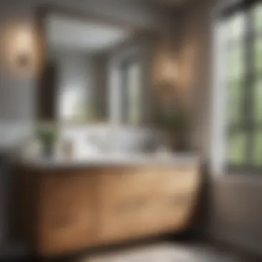 Modern Elegance: Sleek Lines in Cabinetry Modern farmhouse bathroom cabinet with sleek lines
