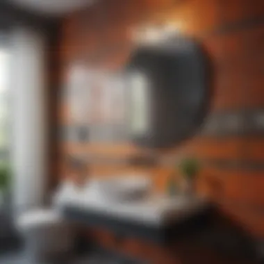 Stylish Compact Bathroom Features Stylish compact bathroom featuring vibrant tiles and decor