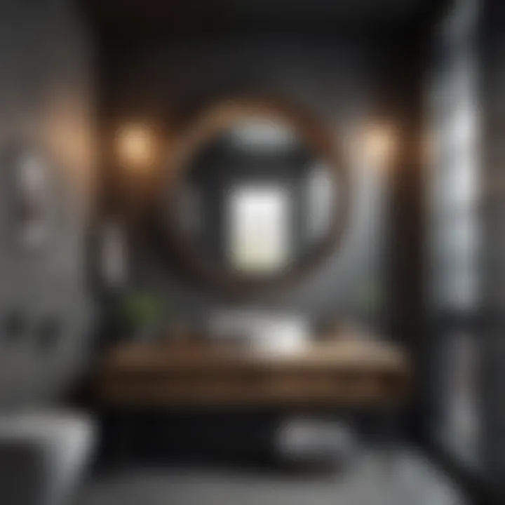 Chic small bathroom showcasing a mix of modern and industrial styles