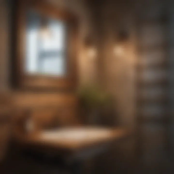 Rustic industrial bathroom featuring vintage fixtures and wood accents