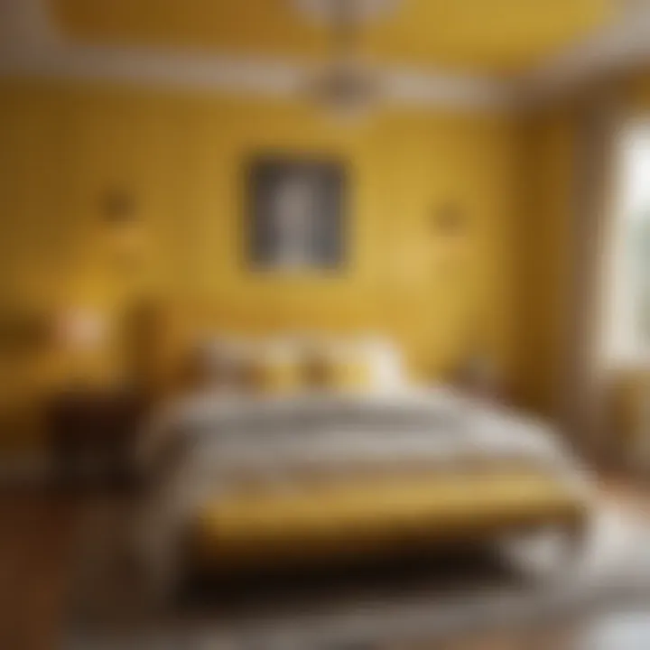 Cozy yellow-themed bedroom with serene lighting