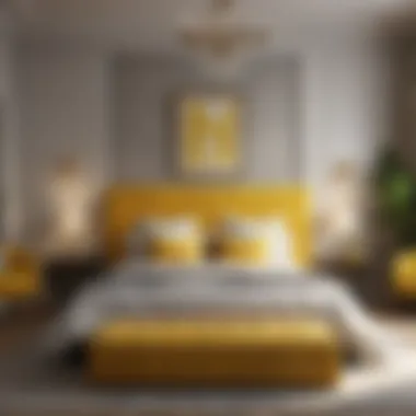 Stylishly designed bedroom with yellow accents and furnishings