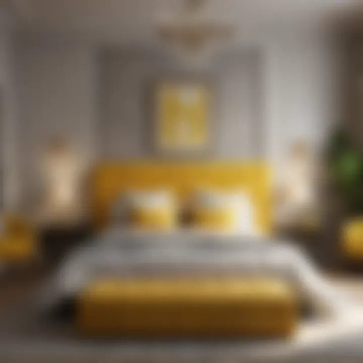 Stylishly designed bedroom with yellow accents and furnishings