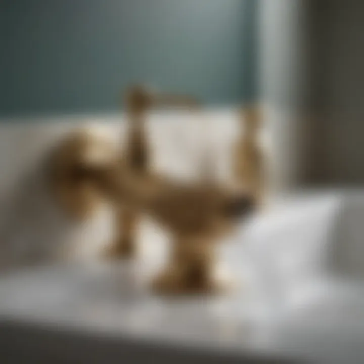 Luxurious Kohler brass bathroom accessories complementing decor.