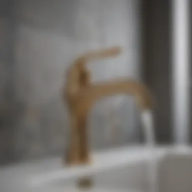 Elegant Kohler brass faucet showcasing intricate design.