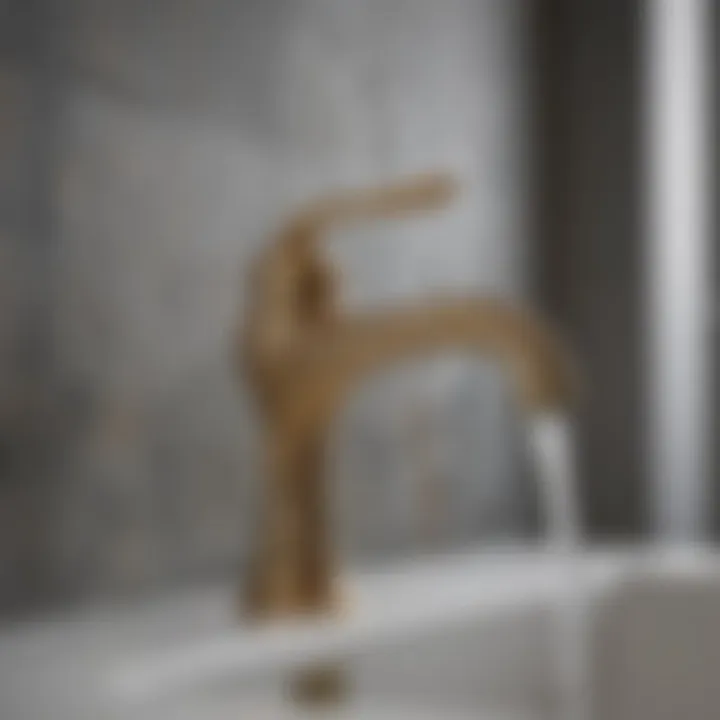 Elegant Kohler brass faucet showcasing intricate design.