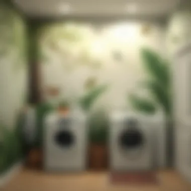 Nature-inspired mural that creates a calming atmosphere in laundry areas