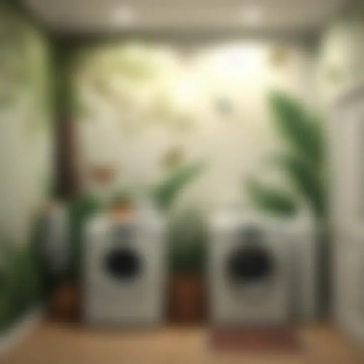 Nature-inspired mural that creates a calming atmosphere in laundry areas