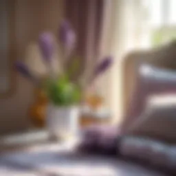 Lavender plant elegantly placed on a bedside table