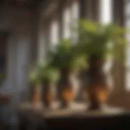 A collection of elegant long pots showcasing various indoor plant arrangements.