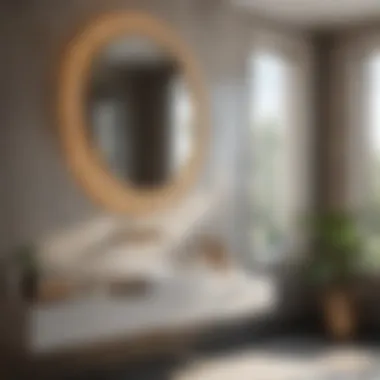 Luxurious Bathroom Aesthetics Close-up of a luxurious bathroom showcasing gleaming surfaces and fresh ambiance
