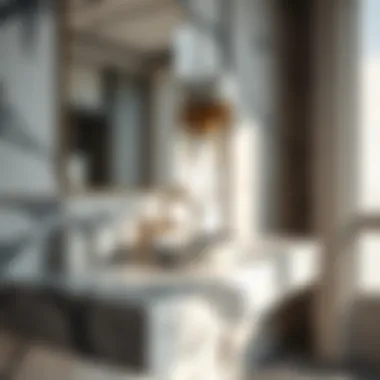 The Opulence of Marble in Bathroom Spaces Close-up view of a luxurious marble wall-mounted counter