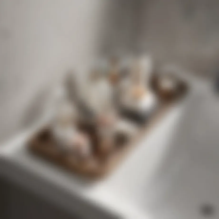 Elegant bathroom organizer tray displaying toiletries