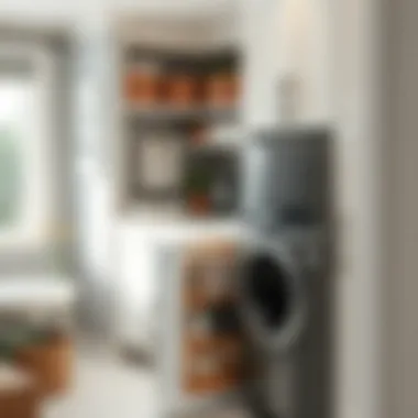 Modern laundry room with pull-out shelf enhancing organization