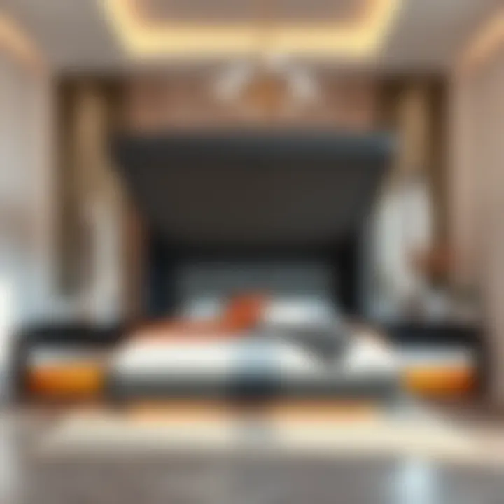Modern design showcasing a bed with an innovative lift-up storage mechanism