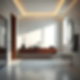 Sleek minimalist bathroom with floating vanity