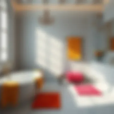 Mood-enhancing hues of bath mats displayed in a stylish bathroom