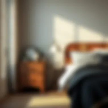 Rustic wooden nightstand enhancing bedroom charm