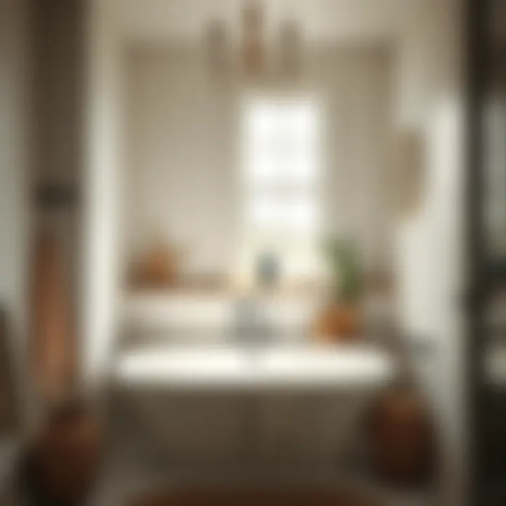Natural light flooding a serene bathroom space adorned with coastal decor.