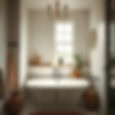 Serene Bathroom with Natural Light Natural light flooding a serene bathroom space adorned with coastal decor.
