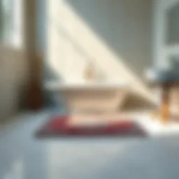 Elegant non-slip bath mat on a tiled bathroom floor