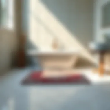 Elegant non-slip bath mat on a tiled bathroom floor