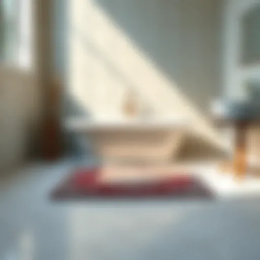 Elegant non-slip bath mat on a tiled bathroom floor