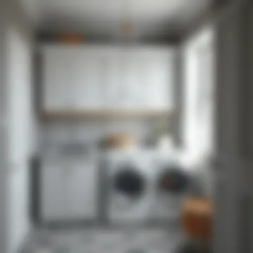 Serene Gray Laundry Room Design A serene laundry room painted in soft gray tones highlighting storage solutions