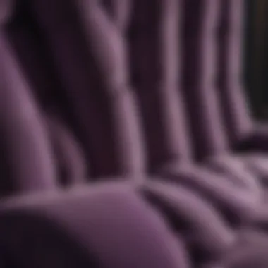 Close-up view of purple mattress couch upholstery showcasing comfort