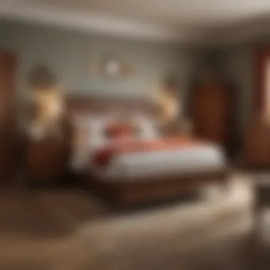 Inviting Red Oak Bedroom Setting Cozy bedroom setting featuring red oak furniture and soft lighting