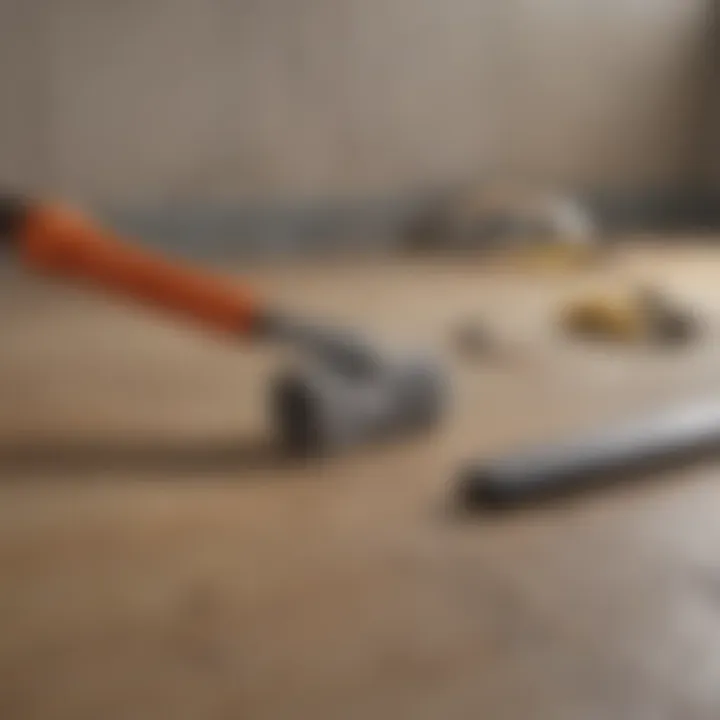 A collection of essential tools and materials for subfloor repair