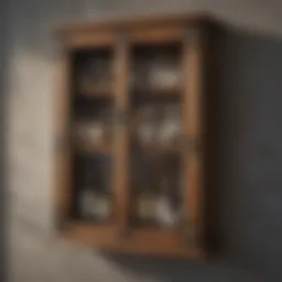Rustic wooden medicine cabinet with decorative elements
