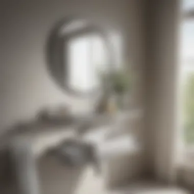 Modern Elegance: Satin Nickel Bathroom Shelf Elegant satin nickel bathroom shelf showcasing modern design.