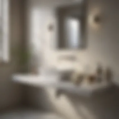 Stylish Integration: Satin Nickel in Bath Design Stylishly integrated satin nickel shelf in a contemporary bathroom.
