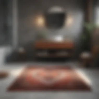 Stylish Rug Layout Stylish rug layout in a contemporary bathroom setting