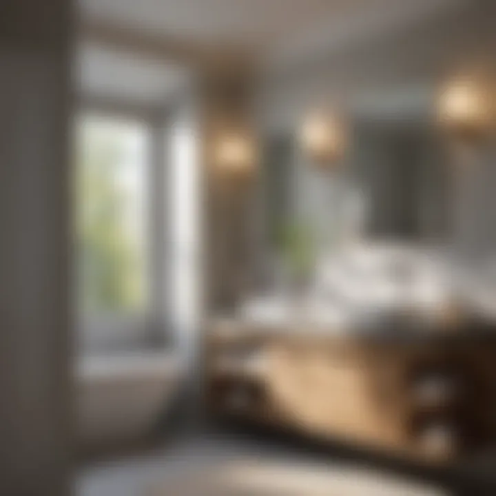 Stylish bathroom showcasing shaker cabinets with natural lighting