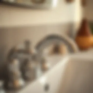 Detailed view of various materials used in faucet construction