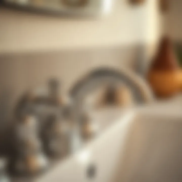 Detailed view of various materials used in faucet construction