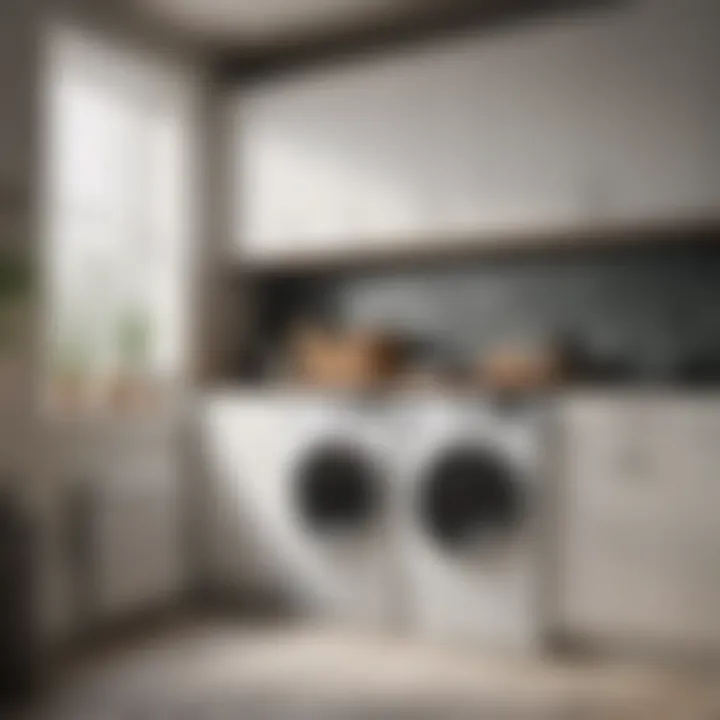 Aesthetic integration of skinny cabinets in laundry room decor