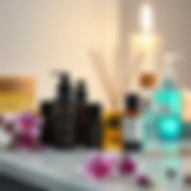 Aromatic essential oils arranged beautifully