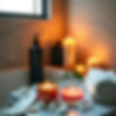 Luxurious bath salts and candles for relaxation