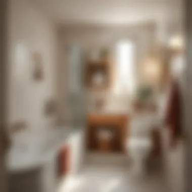 Stylish small bathroom with innovative storage solutions.