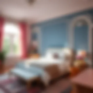 Illusion of space in a painted bedroom